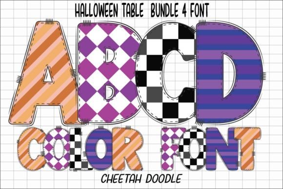 Halloween Table: 4 Colored Font Styles for Enchanted Design